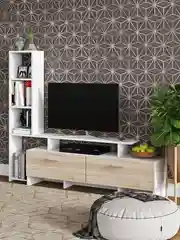 Тумба под телевизор с полками и откидные фасады