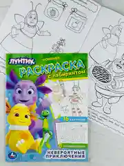 Детская книжка Лунтик Невероятные приключения Раскраска с лабиринтом для малышей мультики