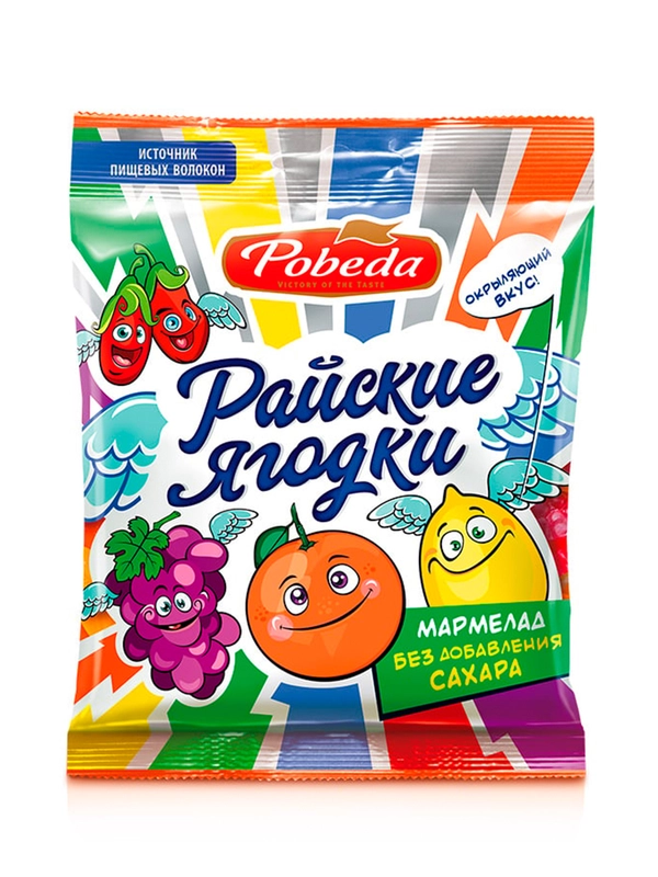 Мармелад жевательный без сахара "Райские ягодки", Победа вкуса, 150г