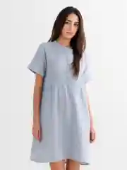 Небесно-голубой платье женское из муслина, хлопок