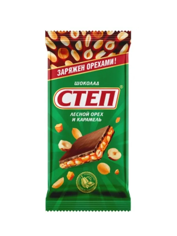 Степ шоколад с начинкой лесной орех   флоупак 90г