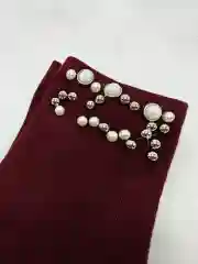 Бордовый носки женские со стразами