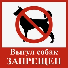 Табличка ламинированная самоклеющаяся !18х18см Выгул собак запрещен!