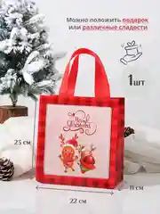 Коралловый подарочный пакет Новогодний, Рождественская крафт коробка для упаковки новогоднего подарка
