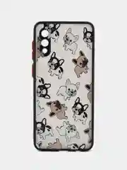 Черный чехол пластиковый для Samsung A02, A02S, A12, A50, A51 4G матовый с цветным 3D принтом