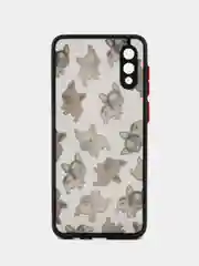Черный чехол пластиковый для Samsung A02, A02S, A12, A50, A51 4G матовый с цветным 3D принтом