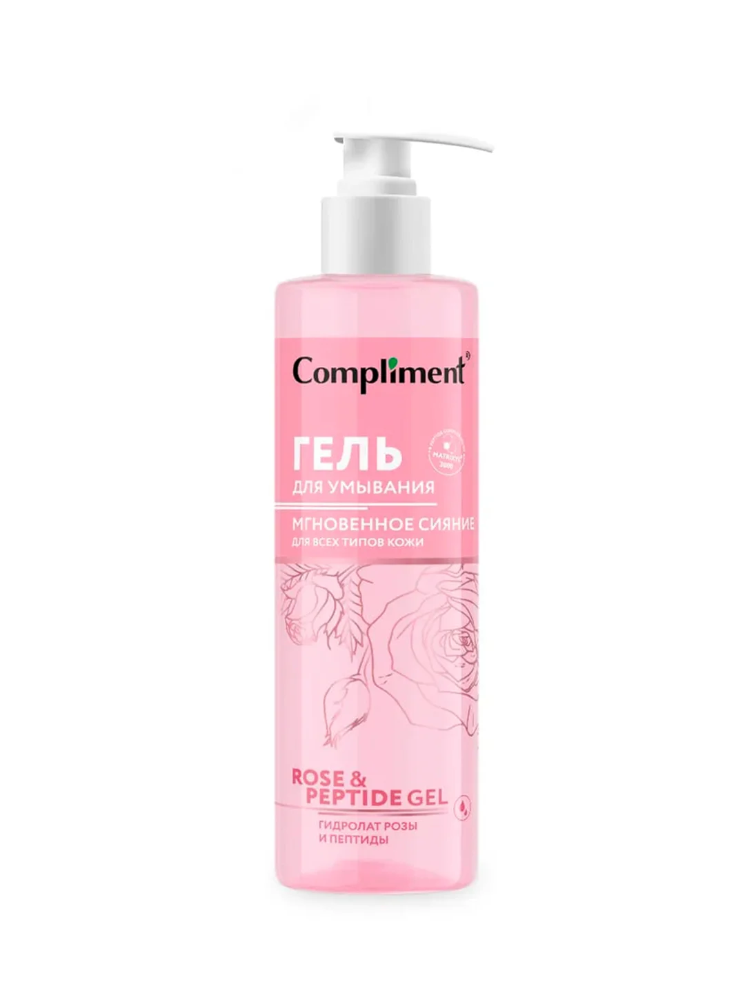 Compliment Rose&Peptide Гель для умывания Мгновенное сияние для всех типов кожи, 200мл