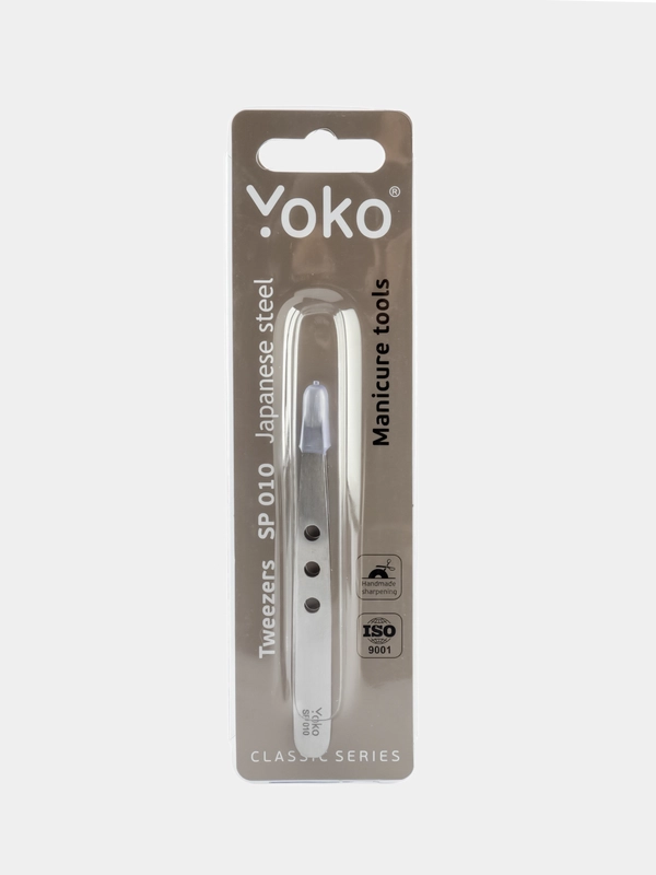 Пинцет для бровей и ресниц YOKO SP 010 японская сталь, прямой, матовый, длина 95 мм