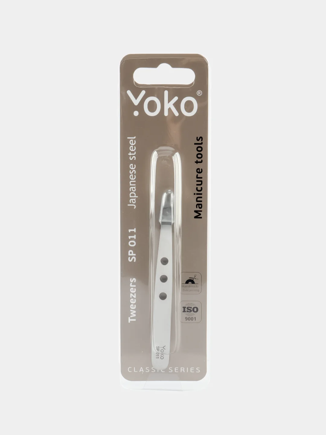 Пинцет для бровей и ресниц YOKO SP 011 японская сталь, скошенный, матовый, длина 95 мм