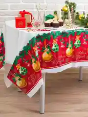 Желтый скатерть новогодняя 137 х 180 см, для праздника и мероприятий