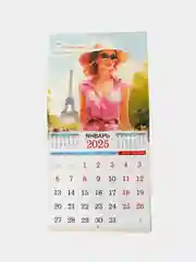 Кораллово-розовый большой.перекидной настенный календарь на скрепке на 2025 год. более 20 видов