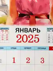 Кораллово-розовый большой.перекидной настенный календарь на скрепке на 2025 год. более 20 видов