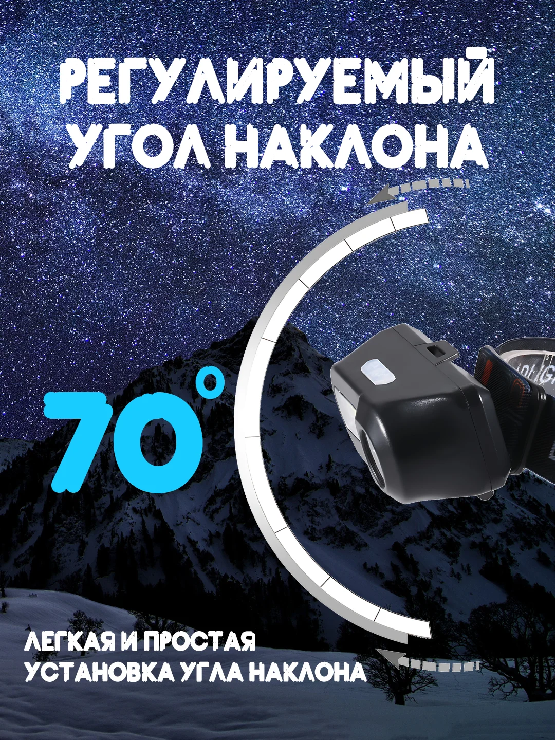 Угольный светодиодный фонарик аккумуляторный, налобный LED фонарь с датчиком движения и без