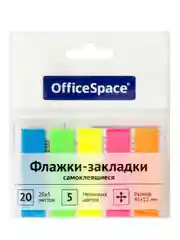 Флажки-закладки OfficeSpace, 45*12мм, 20л*5 неоновых цветов, европодвес