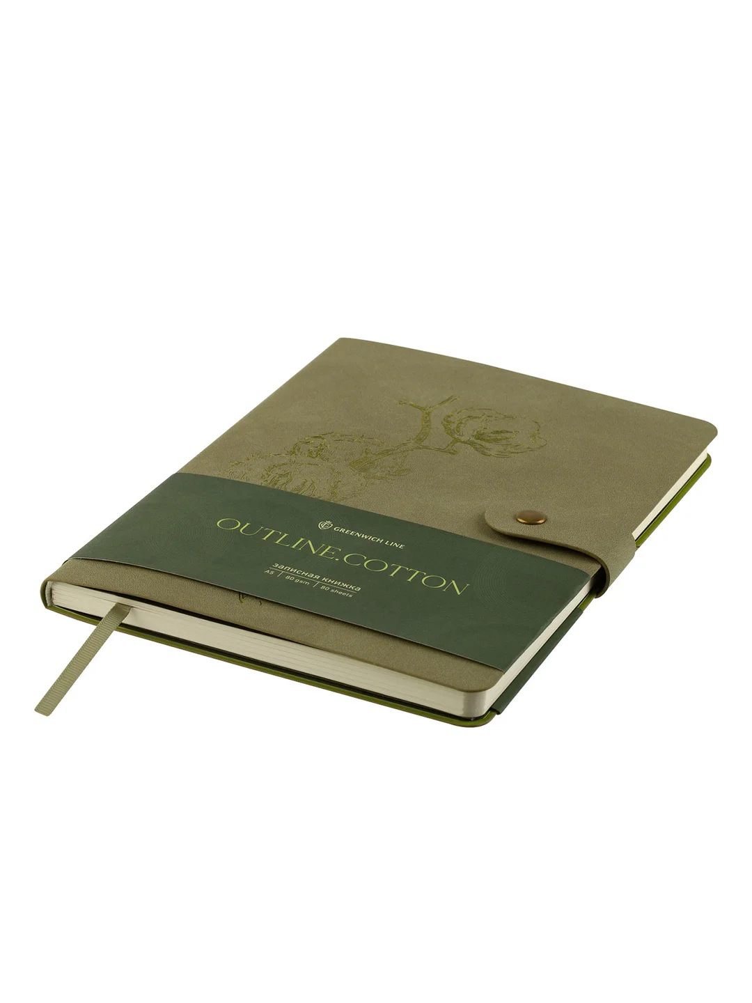 Записная книжка А5 80л., ЛАЙТ, кожзам, Greenwich Line "Outline. Cotton", блок в точку