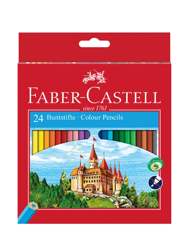 Карандаши цветные Faber-Castell "Замок", 24цв., шестигр., заточ., картон, европодвес