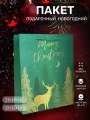 Зеленый пакет подарочный новогодний пакет, подарочный пакет картонный, пакетик подарочный