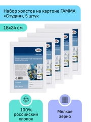Набор холстов на картоне Гамма "Студия", 5шт., 18*24см, 100% хлопок, 280г/м2, мелкое зерно
