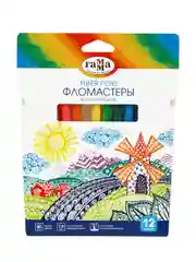Фломастеры Гамма "Классические", 12цв., смываемые, картон. упак., европодвес
