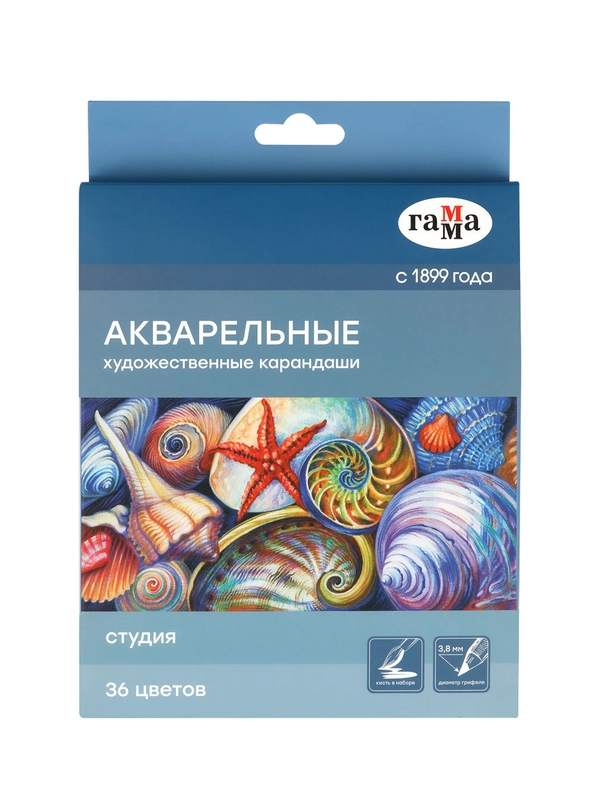 Карандаши акварельные художественные Гамма "Студия", 36цв., заточен., картон. упаковка