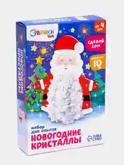 Красный выращивание кристаллов. Химические опыты для детей. Дед Мороз, Снегурочка, Ёлочка