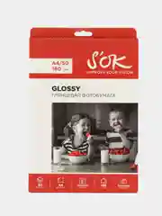 Белый фотобумага глянцевая, формат А4, плотность 160г/м2, 50 листов SA4160050G, бренд SOK