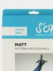 Белый фотобумага SOK матовая, формат А4, плотность 200г/м2, 50 листов SA4200050M