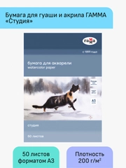Папка для акварели, 50л., А3, Гамма "Студия", 200г/м2, среднее зерно