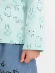 Мятный джемпер лонгслив LITEN с принтом, с небольшим начесом, для девочек