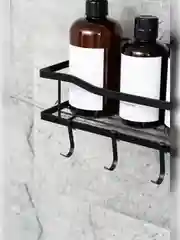 Полка для ванной, металлическая, самоклеящаяся, с крючками, 2 яруса, 2 штуки