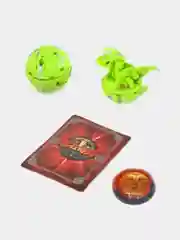 Зеленый шар-трансформер "BAKUGAN", Бакуган с магнитной карточкой + фишка, 8 цветов / набор