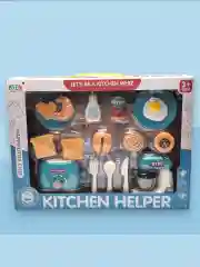 Бирюзовый игровая детская кухня, набор детской посуды, детская бытовая техника 17 предметов, Миксер