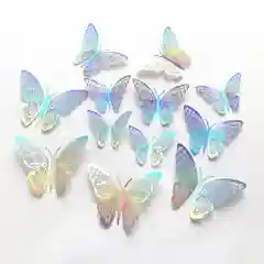 Серый металлик декоративные интерьерные бабочки 3D, наклейки на стену и растения