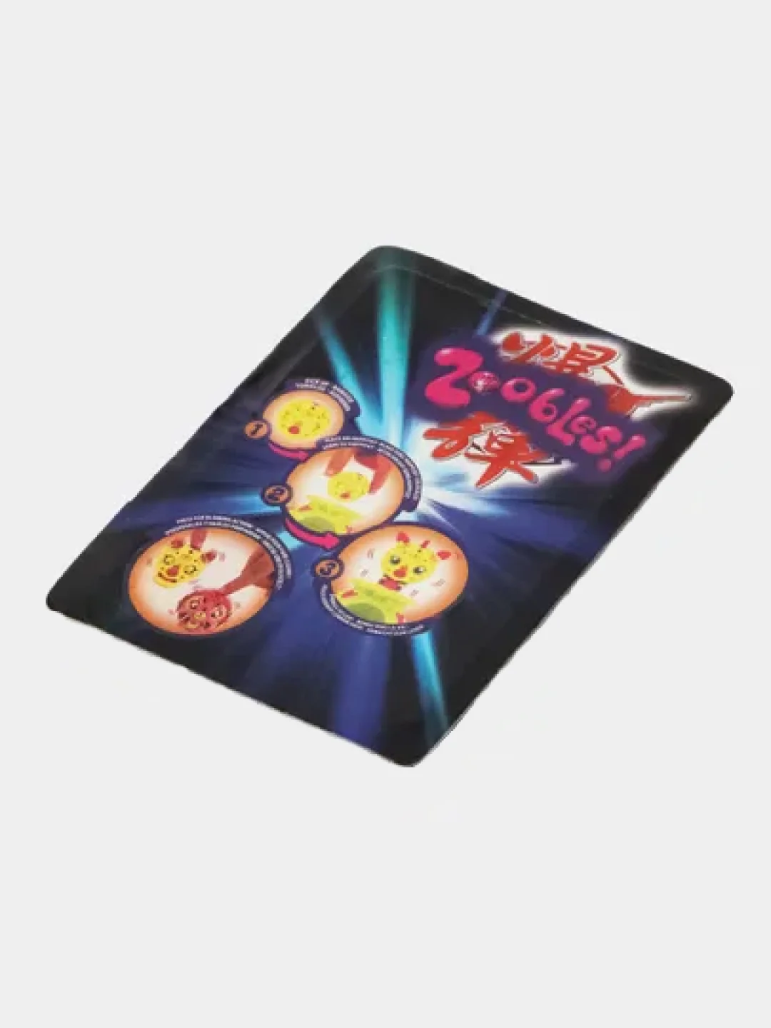 Голубой шар-трансформер "Zoobles" с магнитной карточкой, большой на картоне 4 цвета