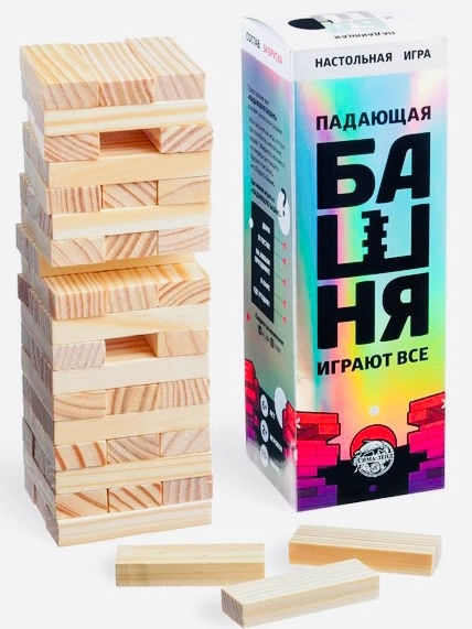 Падающая башня деревянные бруски брусочки из дерева настольная игра для всей семьи детям