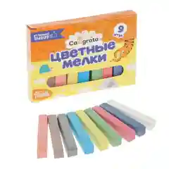 Разноцветный мелки разноцветные, брусок, 6 и 9 цветов