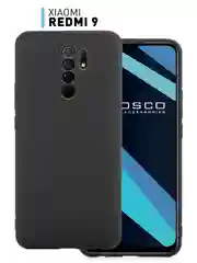 Черный чехол ROSCO для Xiaomi Redmi 9, матовый, силиконовый, тонкий, бортик вокруг камер