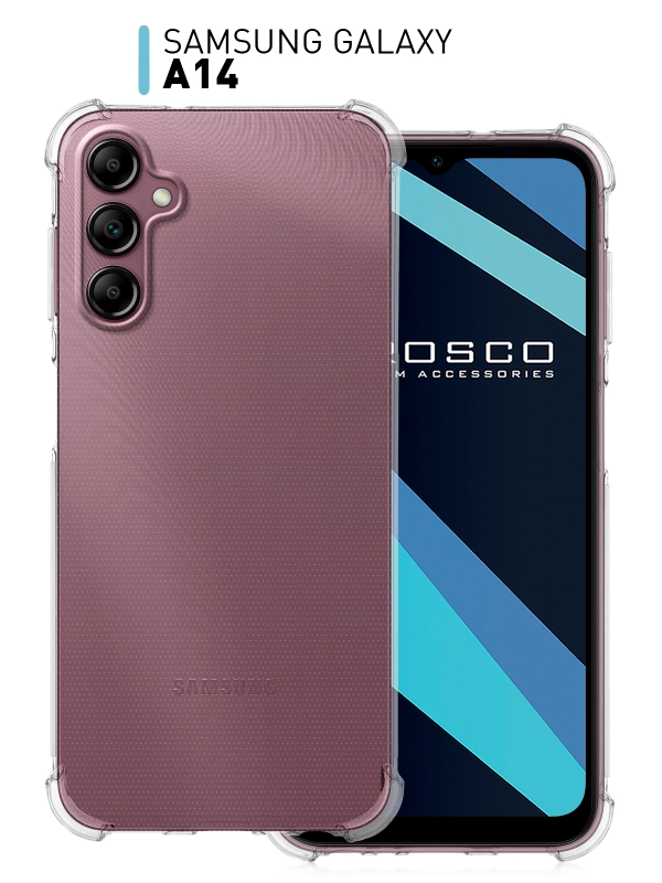 Противоударный чехол ROSCO для Samsung Galaxy A14, силиконовый, с усиленными углами