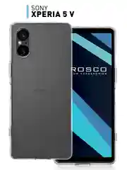 Прозрачный чехол для Sony Xperia 5 V силиконовый ROSCO с защитой камер и от прилипания к корпусу