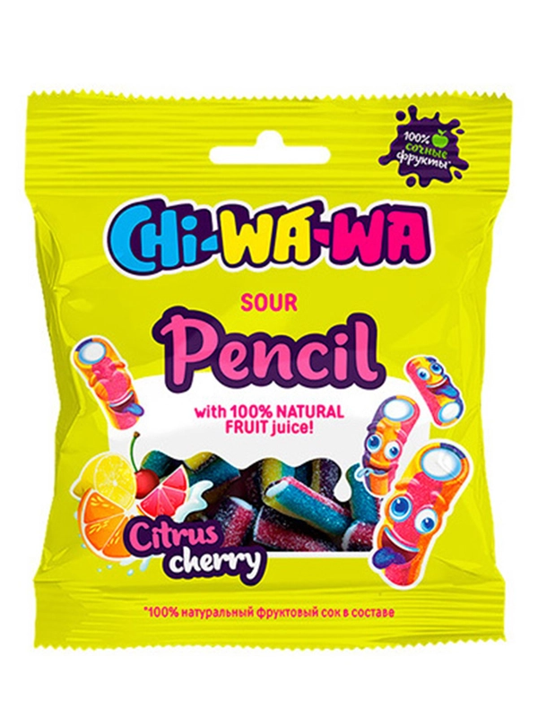 Мармелад экструдированный CHI-WA-WA Карандаш, цитрус, кислый, 120 г