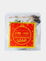 Красный елочный шар с подсветкой на батарейках