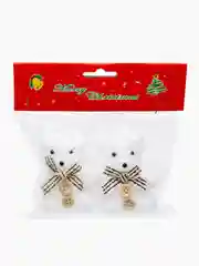 Молочный новогодние мишки и зайчики с бантиками, подвесные, 2 шт, украшение на елку