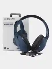 Синий беспроводные полноразмерные наушники Borofone BO23 Strong Bass с микрофоном, поддержка AUX