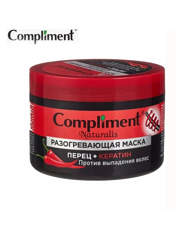 Compliment Naturalis разогревающая маска против выпадения волос ПЕРЕЦ+ КЕРАТИН, 500мл