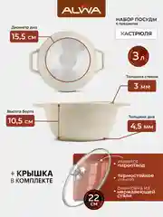 Набор посуды для приготовления, антипригарный. Кастрюля 2 л, кастрюля 3 л, кастрюля 4 л, эко