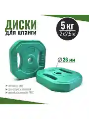 Зеленый диски для грифа 2,5 кг х 2 шт набор, блины пластиковые