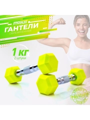 Гантели 1 кг 2 шт для фитнеса детские обрезиненные