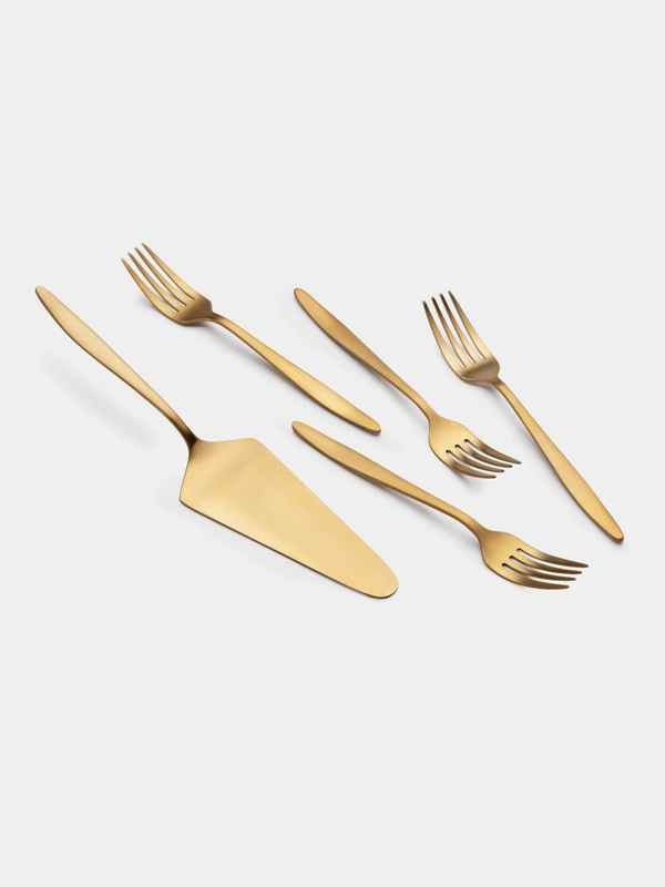 Набор десертный APOLLO "Lungo Matt Gold" 5 пр. (лопатка для торта, 4 десертные вилки)