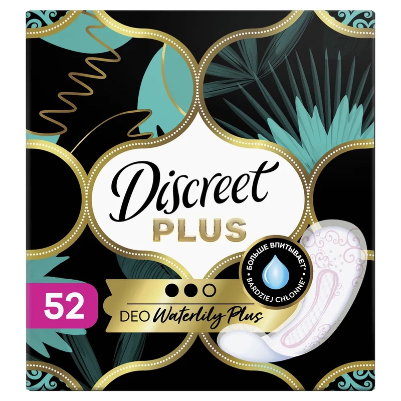 DISCREET Plus Женские гигиенические прокладки на каждый день Deo Water Lily Plus Trio 52шт