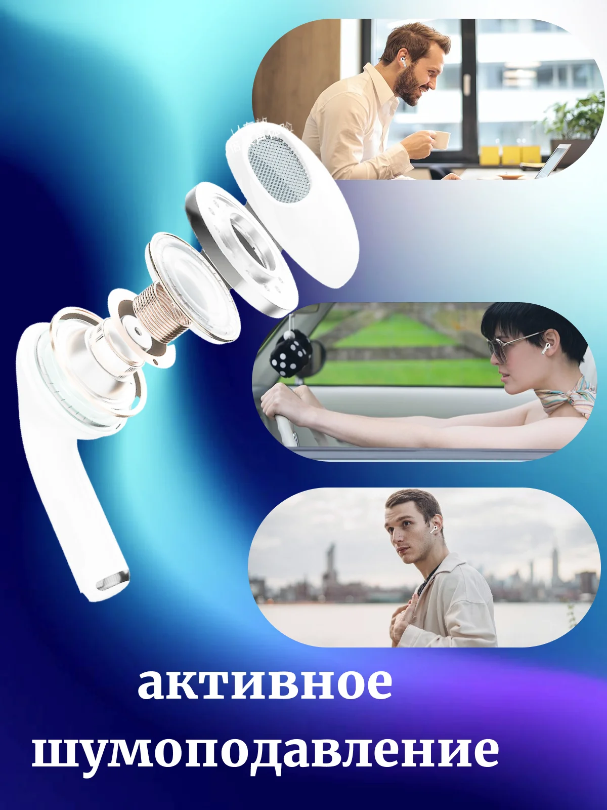 Наушники A12Pro беспроводные, с экраном